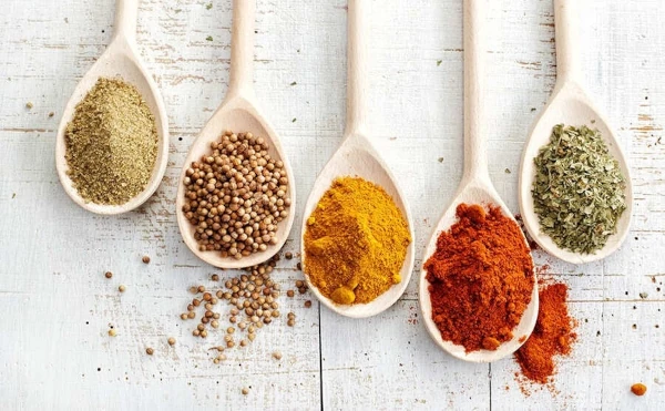 A vibrant display of various Egyptian spices